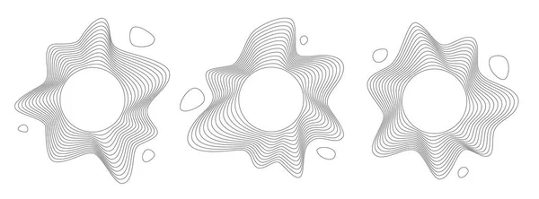 Trois Cadres Linéaires Ondulés Abstraits Avec Une Forme Cercle Intérieur Illustrations De Stock Libres De Droits