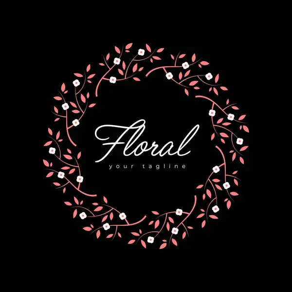 Elegantní Květinový Věnec Okraj Nebo Rám Tvaru Kruhu Logo Etiketa Royalty Free Stock Ilustrace