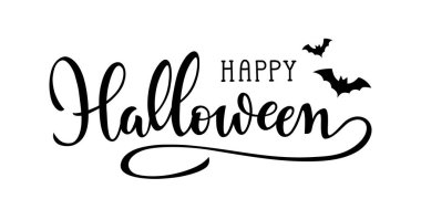 Cadılar Bayramı 'nda el yazısı, yazı ve yazı tipi çizimlerin kutlu olsun. Tebrik kartı veya pankart tasarımı için bayram dekoratif ögesi.