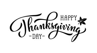 Şükran Günü 'nüz kutlu olsun. Zarif el yazısı, yazı tipi, harfler. Tatil tebrik kartı ya da pankart tasarımı için el yazısı.