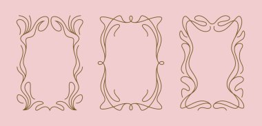 Art Nouveau modern tarzında üç dikey çerçeve. Doğrusal tasarım ögesi