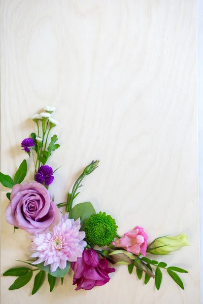 Blumen Von Oben Gesehen Leerer Raum Umgeben Von Blumen Draufsicht Stockfoto