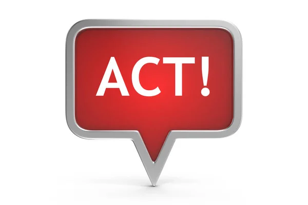Act Text Red Speech Bubble Rendered Computer Generated Image Isolated — Stock Photo, Image