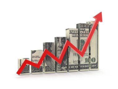 Dollar Image ile İşletme Çizelgesi, bu 3D oluşturulmuş bir bilgisayar görüntüsü. Beyazda izole edilmiş.