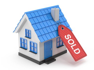 House Real Estate Sold , This is a 3d rendered computer generated image. Isolated on white. clipart