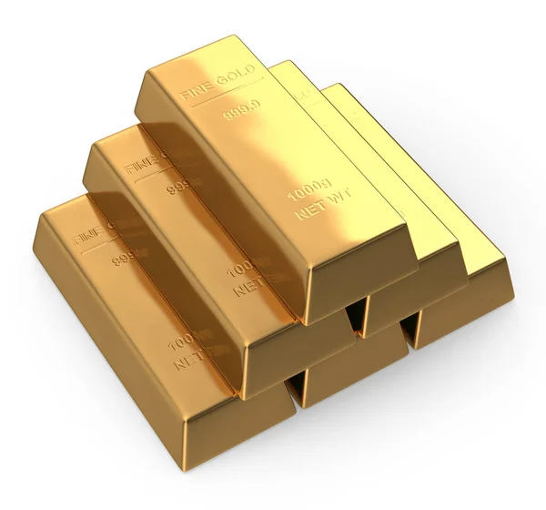 Stock Barras Oro Esta Una Imagen Generada Por Ordenador Renderizado — Foto de Stock