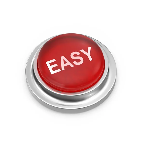 Red Button Easy Detta Renderad Datorgenererad Bild Isolerad Vitt — Stockfoto