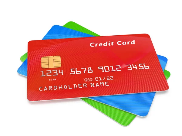 Credit Card Stack これは3Dレンダリングされたコンピュータ生成画像です 白に隔離された — ストック写真