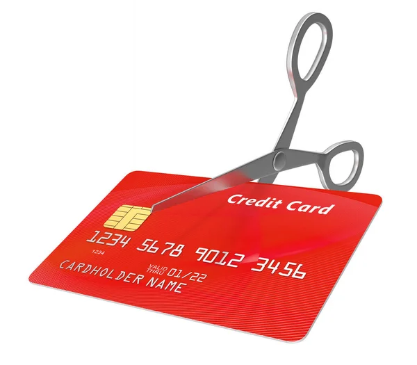 Tarjeta Crédito Tijeras Esta Una Imagen Generada Por Ordenador Renderizado — Foto de Stock