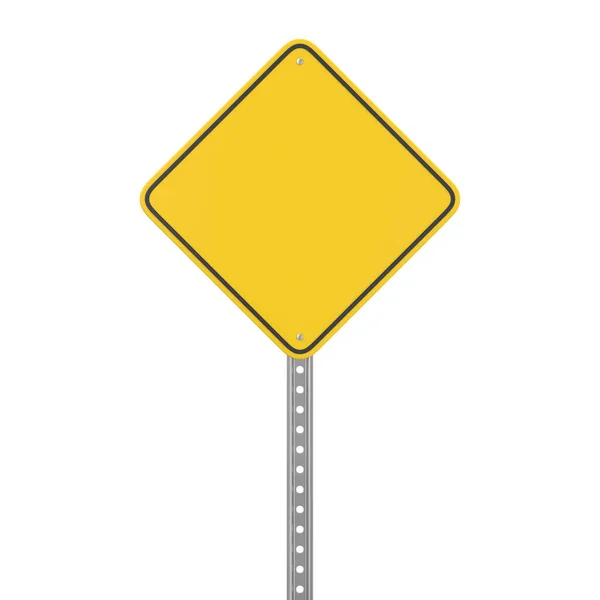 Blank Yellow Road Sign Detta Renderad Datorgenererad Bild Isolerad Vitt — Stockfoto