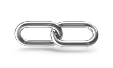 İki Metal Zincir, bu 3 boyutlu bilgisayar yapımı bir resim. Beyazda izole edilmiş.