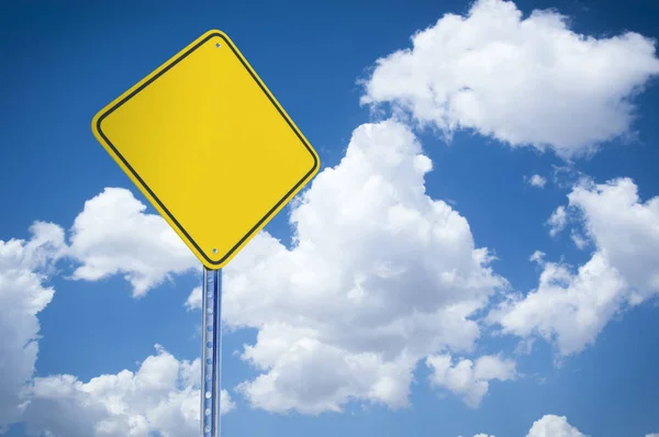 Blank Yellow Road Sign Rendered Computer Generated Image Sky Background — Stock Photo, Image