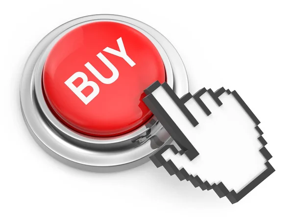 Buy Button Hand Cursor Rendered Computer Generated Image Isolated White — Stock Photo, Image