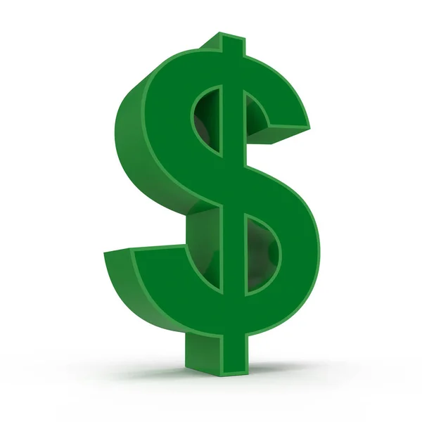 Green Dollar Symbol Rendered Computer Generated Image Isolated White — Stock Photo, Image