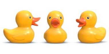 Sarı Rubber Duck, bu 3 boyutlu bir bilgisayar görüntüsü. Beyazda izole edilmiş.