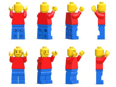 Plastik Adam Oyuncak Seti, bu 3 boyutlu oluşturulmuş bir bilgisayar görüntüsü. Beyazda izole edilmiş.