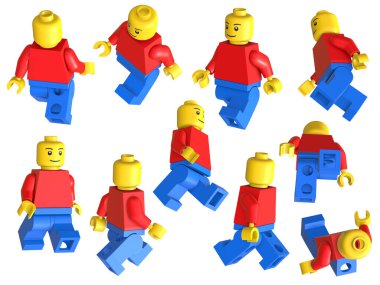 Plastik Adam Oyuncak Seti, bu 3 boyutlu oluşturulmuş bir bilgisayar görüntüsü. Beyazda izole edilmiş.