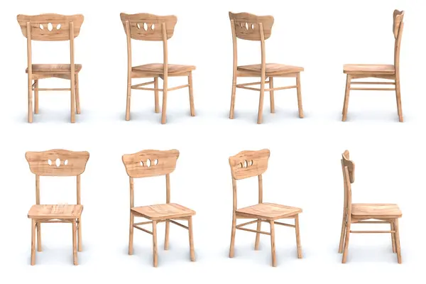 Wooden Chair Set Rendered Computer Generated Image Isolated White Stock Picture