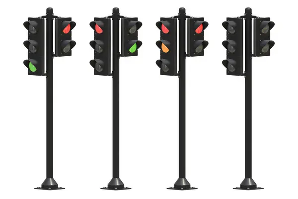 Traffic Lamp Set Rendered Computer Generated Image Isolated White Stock Picture
