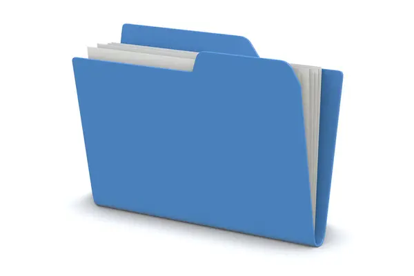 Blue Folder Files Rendered Computer Generated Image Isolated White Stock Photo