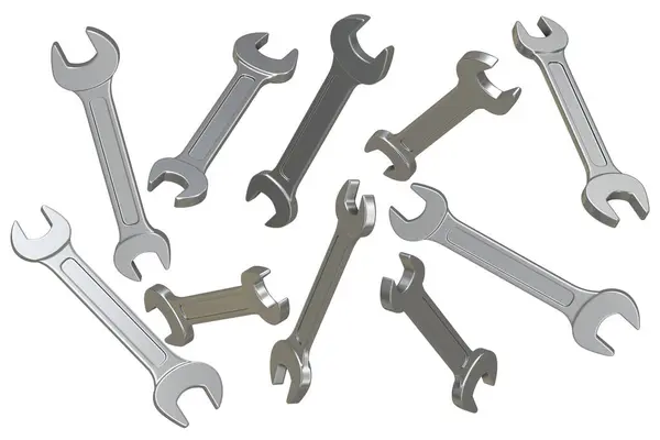 Metal Wrench Set Rendered Computer Generated Image Isolated White Royalty Free Stock Images