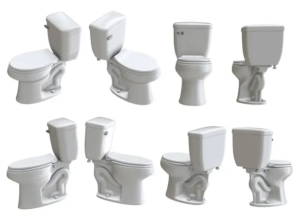 Ceramic Toilet Set Rendered Computer Generated Image Isolated White Royalty Free Stock Photos