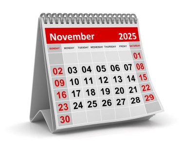 Kasım 2025, bu bilgisayar tarafından oluşturulmuş 3 boyutlu bir görüntü. Beyazda izole edilmiş.