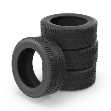 Bir araç için siyah lastikler.