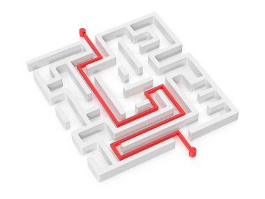Kırmızı yol çözümü kavramına sahip labirent