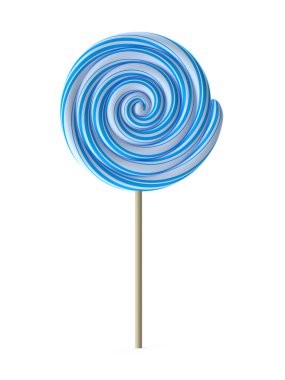 Blue and white swirl lollipop on a stick