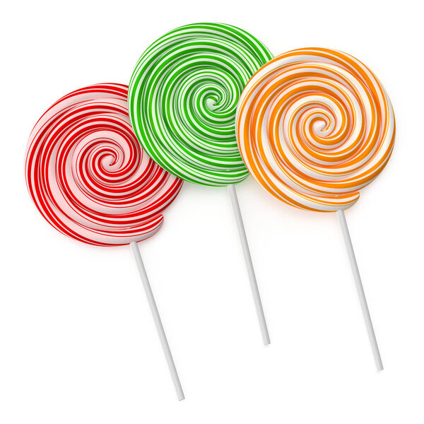 Colorful swirl lollipops on sticks
