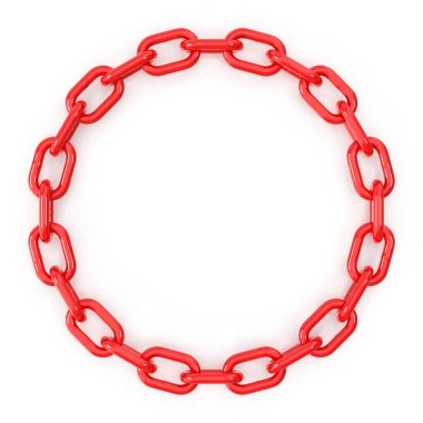 3d render of red chain circle