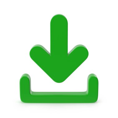Green Download Icon Arrow Pointing Down into a Tray