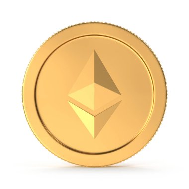 Golden Ethereum Cryptocurrency Coin Isolated