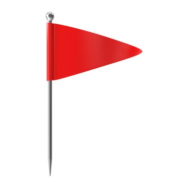 Red triangular flag on a silver pin