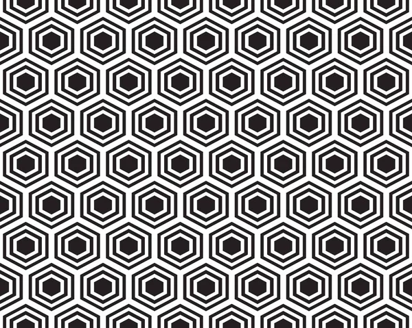 Geometriska Svarta Hexagoner Vit Bakgrund Sömlös Mönster — Stock vektor