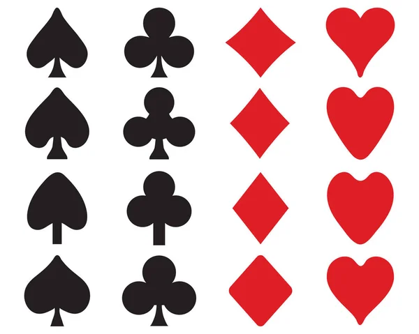 Sada Symbolů Hracích Kartách Bílém Pozadí — Stockový vektor