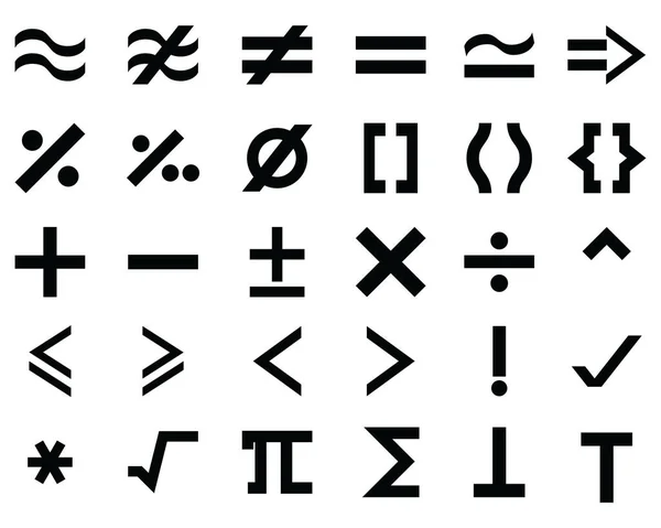 Simboli Matematici Sfondo Bianco — Vettoriale Stock