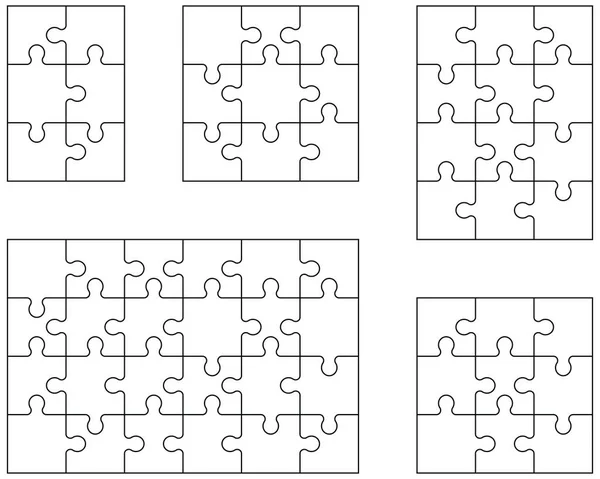 Ilustração Cinco Puzzles Brancos Partes Separadas — Vetor de Stock