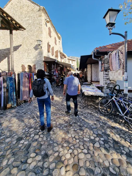 Mostar Ikonische Altstadt Mit Berühmter Brücke Bosnien Und Herzegowina Beliebtes — Stockfoto