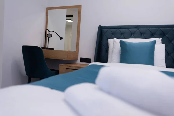 Moderne Master Bedroom Luxe Herenhuis Interieurfotografie Modern Design Beige — Stockfoto