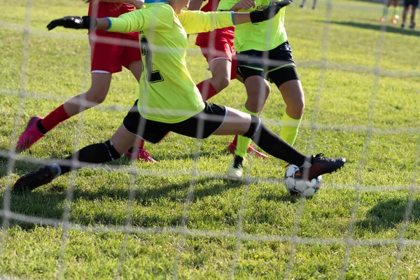 Equipo Deportivo Fútbol Femenino Pelota Patada Campo Torneo Fútbol Competencia — Foto de Stock