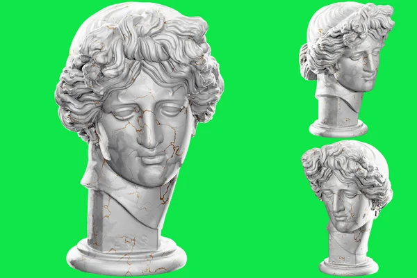 Rendering Una Statua Apollo Con Texture Pietra Marmo Dorato Perfetto — Foto Stock