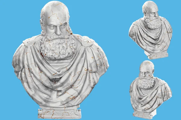Representación Una Estatua Histórica Del Busto Con Textura Piedra Acentos — Foto de Stock