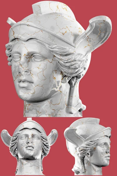素晴らしい3Dレンドでアテナ パルテノス像の雄大な頭 — ストック写真