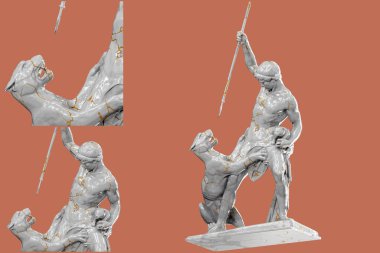 Eflatun 'un heykelinin klasik tarzda çarpıcı bir 3D görüntüsü.