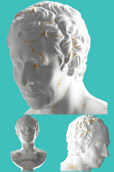 ホワイトゴールド大理石のJjヴィンケルマン像のエレガントな3Dレンダリング アパレル アルバムカバーに最適 — ストック写真