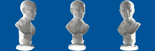 A stunning white marble and gold 3D render of The Caesar bust, for apparel, streetwear, album cover