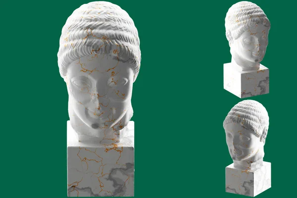 Elegante Rayet Head Render Met Wit Marmer Goud Materiaal Voor — Stockfoto