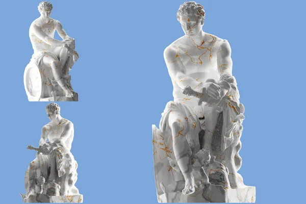 Роскошный Белый Мрамор Золотая Статуя Ludovisi Ares Идеально Подходит Модной — стоковое фото